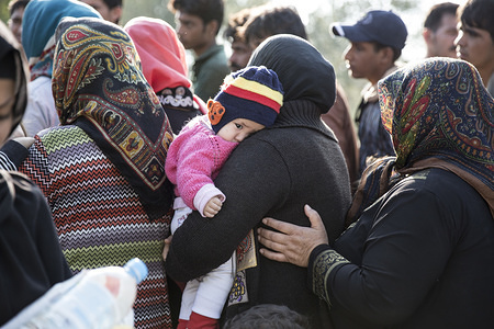 Migrants and refugees in the Greek island of Lesbos.