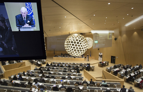 IOM’s 106th Council. The Council opened 24 November 2015 and was held at the World Intellectual Property Organization (WIPO)’s new conference hall in Geneva, Switzerland. © IOM 2015 IOM Transit Centers, Niger.