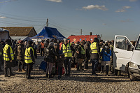 Ukrainian refugees and Third Country Nationals (TCNs) arrive at the Palanca border point in Moldova. The border point is one of the main ports of entry for people fleeing into Moldova.