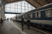 Ukrainian refugees and Third Country Nationals (TCNs) arrive to the Nyungati train station in Budapest, Hungary. The train stations have also become a hub for humanitarian agencies and private citizens to setup a range of services including transportation assistance, DTM, food distributions, clothing, medical checkups and more.