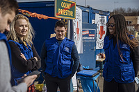 IOM Deputy Director General Ugochi Daniels visits the Vysne Nemecke crossing point in Slovakia. The border point features a wide range of assistance from several agencies as well as an IOM tent which provides essential information, DTM, and information advising refugees and TCNs on the potential risks of trafficking that can occur for those planning to take further transportation to other neighboring countries.
