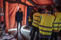 IOM Deputy Director General Ugochi Daniels visits the Michalovce hotspot in Slovakia. The hotspot includes an IOM tent where IOM provides essential information, DTM, toys for children, and information advising refugees and TCNs on the potential risks of trafficking that can occur for those planning to take further transportation to other neighboring countries.