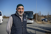 Third country nationals from Uzbekistan await onward transportation in a transit centre in Mlyny, Poland.