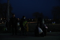 People are fleeing Ukraine at the Medyka border crossing and Przemysl train station.