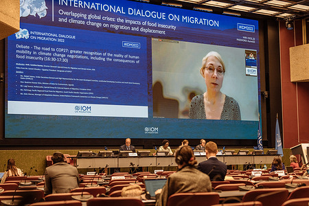 The Second International Dialogue on Migration Session of 2022 took place on October 24-25th in Geneva, Switzerland. The session takes place in the lead-up to the 27th Conference of the Parties of the United Nations Framework Convention on Climate Change (COP27), taking place in Egypt, and building on the successful outcomes of the first International Migration Review Forum, to strengthen action to address the complex interlinkages between climate change, food security and human mobility. IOM understands these links through the wide lens of human security and is committed to putting vulnerable people at the center of its responses. Food security, water security, environmental security and livelihood security are all affected by climate change and can influence mobility patterns. 2022 has witnessed the combined impacts of climate change and food insecurity, and the proliferation of acute situations across the world, leading to disruption in food supply chain and rising prices of grain, fertilizer and energy. This has resulted in compounded risks for communities already under severe stress, especially in low-income countries, and lead to protracted displacement and increased humanitarian needs. These situations call for longer-term development, adaptation and disaster risk reduction policies to avert and minimize displacement, strengthen the resilience of migrants and communities and promote sustainable societies and livelihoods.