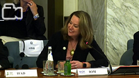Director General-Elect Amy Pope delivers a statement at a conference in Rome.
